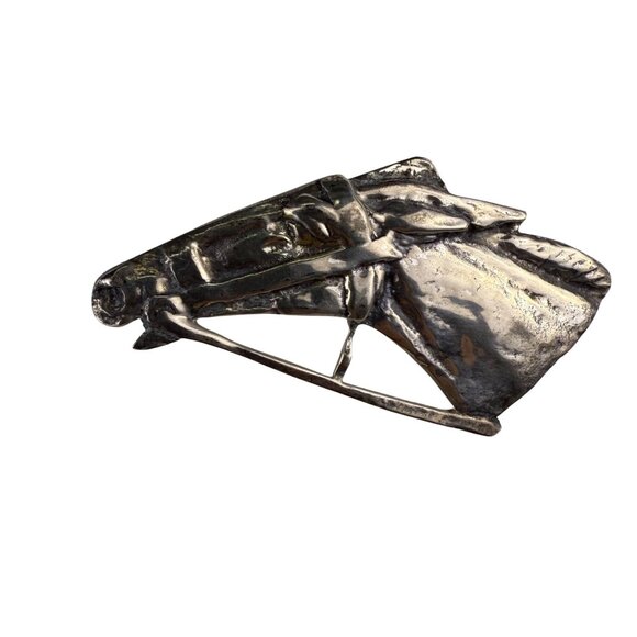 Sterling Silver Horse Head Pin Brooch Equestrian Design Unique Handcrafted - Picture 1 of 3